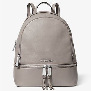 michael kors backpack | pearl gray, pebbled leather